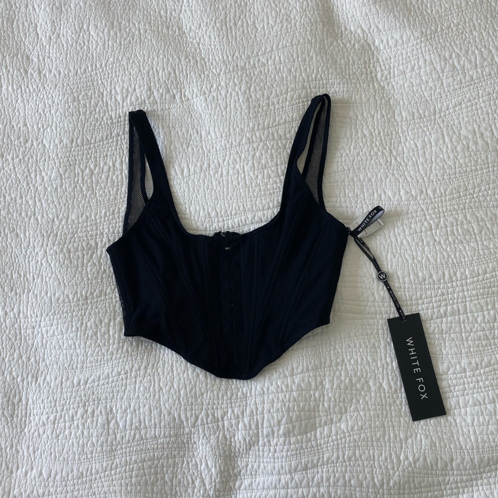 White Fox Boutique Black Bustier Top